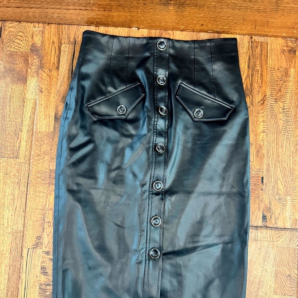 Veronica Beard Barrie Vegan Leather Midi Skirt Size 4